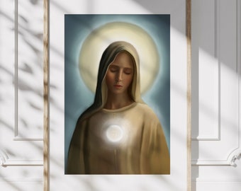 Our Lady of the Eucharist Print, Eucharistic Revival, Virgin Mary, Catholic gift