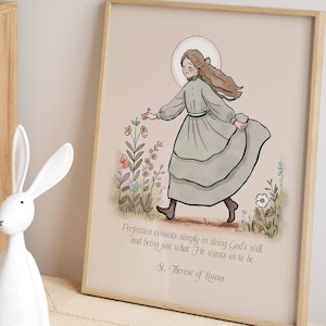 DIGITAL St. Therese Quote Print, St. Therese illustration, Catholic girls, Catholic kids, Catholic gift