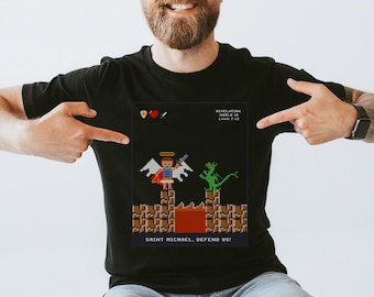 ADULT St. Michael Pixel Shirt, Catholic Shirt, Catholic gift