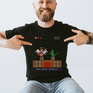 ADULT St. Michael Pixel Shirt, Catholic Shirt, Catholic gift