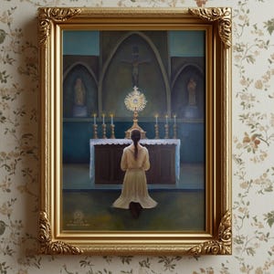 Woman in Adoration Print, Eucharistic Adoration, Catholic Art, Catholic woman, Virgin Mary Art, Catholic gift, Catholic gift, ACTS retreat