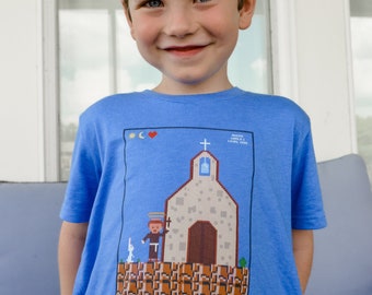 Barn St. Francis Pixel-tröja, katolsk tröja, katolsk gåva