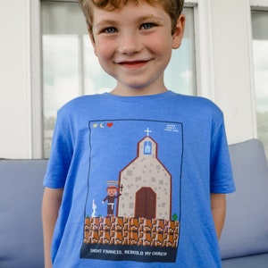 KIDS St. Francis Pixel Shirt, Catholic Shirt, Catholic gift
