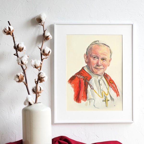 St. John Paul II Art Print | Catholic Art | Saint Art | Catholic Priest Gift | , Catholic gift, Catholic gift