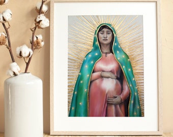 Our Lady of Guadalupe Art Print, Catholic Art, Virgin Mary Art, Catholic gift, Catholic gift