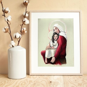 St. Anne and Mary Art Print | Catholic Art | Virgin Mary Art | Saint Art | , Catholic gift, Catholic gift