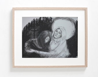 Our Lady of Consolation Charcoal Sketch | Catholic grief| Catholic loss | Catholic gift, Catholic gift