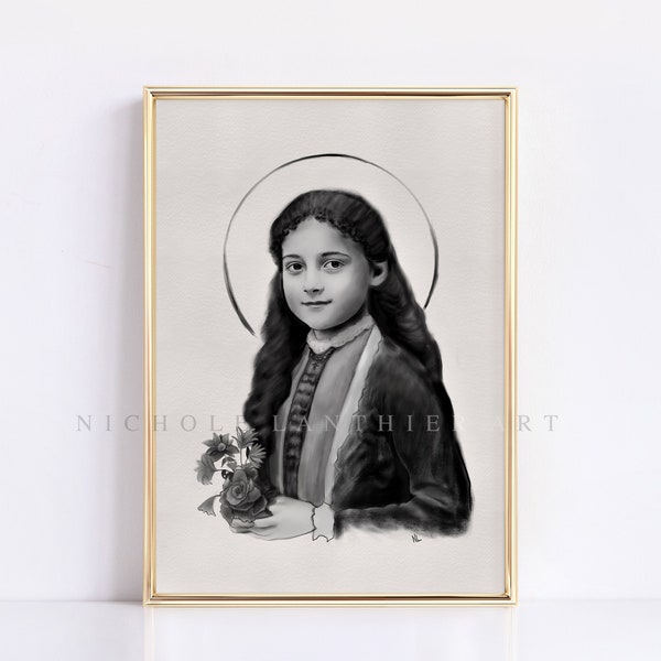 Young St. Therese Sketch, Saint Therese art print, Therese of Lisieux, Catholic art, Catholic gift