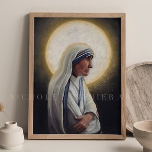 Mother Teresa Art Print, Saint Teresa of Calcutta, Catholic Art, Saint Art, Catholic gift