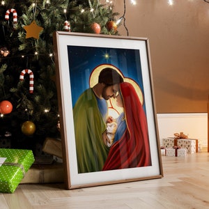 Holy Family Christmas Fine Art Print, Catholic Art Print, Christmas Art, Catholic gift