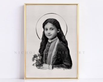 Young St. Therese Sketch, Saint Therese art print, Therese of Lisieux, Catholic art, Catholic gift