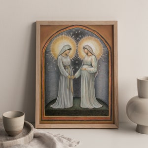 The Visitation of Mary Art Print, Mary and Elizabeth Art, Catholic Art, Virgin Mary Art, Saint Art, Catholic gift, Catholic gift