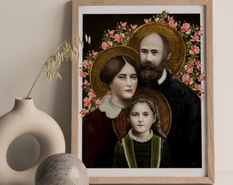St. Zelie, St. Therese, and St. Louis Martin Art Print | Catholic Art | Saint Art | St Therese Art, Catholic gift, Catholic gift