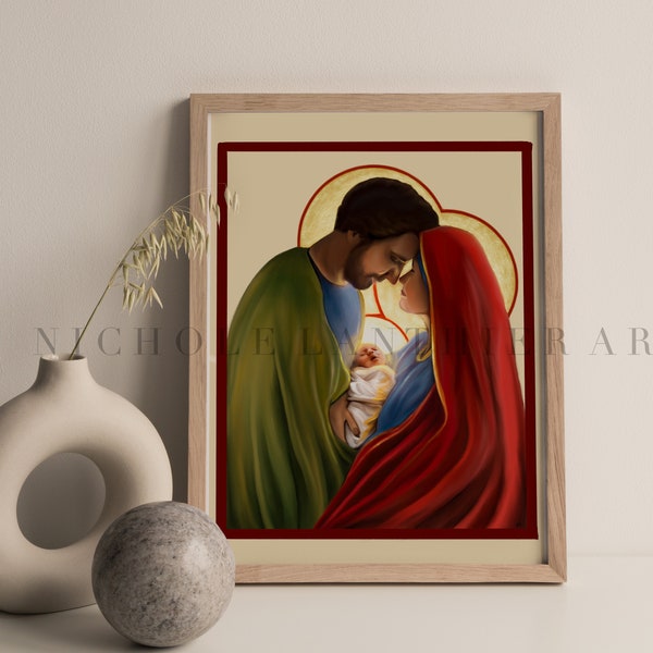 Impresión artística de la Sagrada Familia n.° 1, arte católico, regalo católico, regalo católico