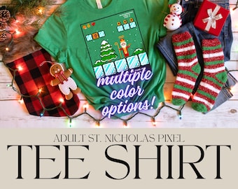 VUXEN Sankt Nikolaus PIXEL-t-shirt, katolsk jul, Sankt Nikolausdagen, katolsk gåva