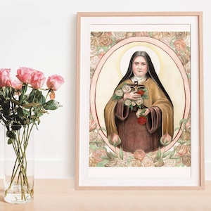 St. Therese Art Print | The Little Flower Art Print | Catholic Art | Saint Art, Catholic gift, Catholic gift