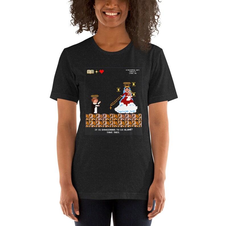 ADULT Rosary Pixel Shirt, catholic gift