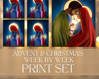 Conjunto de impresiones semana a semana de Adviento y Navidad, impresiones navideñas, impresiones católicas, regalo católico