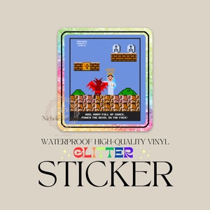 GLITTER Hail Mary, Punch the Devil pixel Sticker, Catholic sticker, catholic kids, catholic gift, Catholic gift