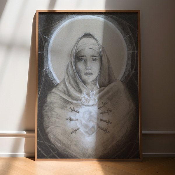 Our Lady of Sorrows Art Print | Virgin Mary Art | Mater Dolorosa Art | Catholic Art | Catholic loss | Catholic grief, Catholic gift