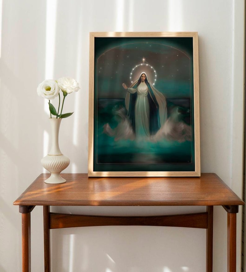 Our Lady Star of the Sea Art Print, Catholic Art, Virgin Mary Art ...