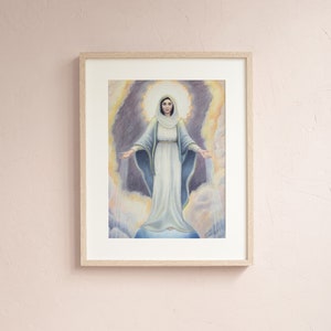Our Lady of Grace Art Print | Catholic Art | Virgin Mary Art | Miraculous Medal Art, Catholic gift, Catholic gift