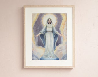 Impresión artística de Nuestra Señora de las Gracias / Arte católico / Arte de la Virgen María / Arte de la Medalla Milagrosa, regalo católico, regalo católico