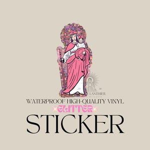 Virgin Mary Pink Glitter Sticker, Catholic Sticker, Catholic woman, Catholic girl