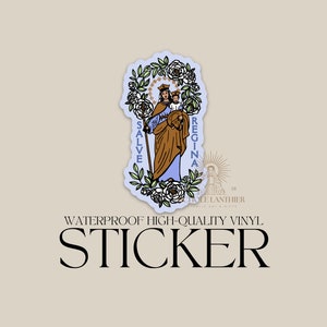 Salve Regina Blue Sticker, Catholic sticker, Catholic gift, Catholic thermos, Our Lady