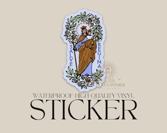 Salve Regina Blue Sticker, Catholic sticker, Catholic gift, Catholic thermos, Our Lady