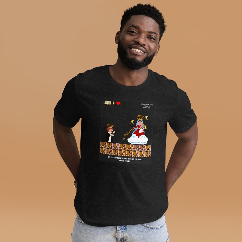 ADULT Rosary Pixel Shirt, catholic gift