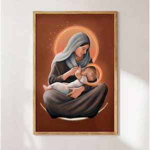 Mary Nursing Jesus Art | Our Lady of La Leche | Mary the Dawn | Catholic Art | Virgin Mary Art | Catholic Mom Gift, Catholic gift