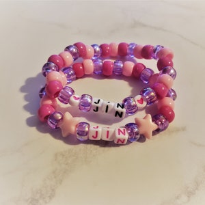 Cute Clear and Purple Friendship Bead Bracelet Customizable Y2k