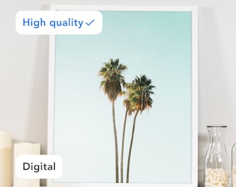 Beach Prints, Surf Print, Ocean Print Palm Tree Print Coastal Wall Art Beach Decor California Palmt Digital Summer Large digital poster