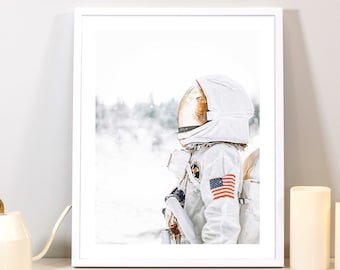Astronaut wall art, NASA Print, Kids Room Astronaut Poster,Nasa Decor,White and black,Space Art,Nursery Decorations,printable large wall art