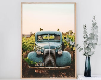 Rustic Wall Art,Printable Farmhouse Nature Prints,Vintage car print,Vinery Western Landscape Photography,Large Wall Art,Vineyard Photography