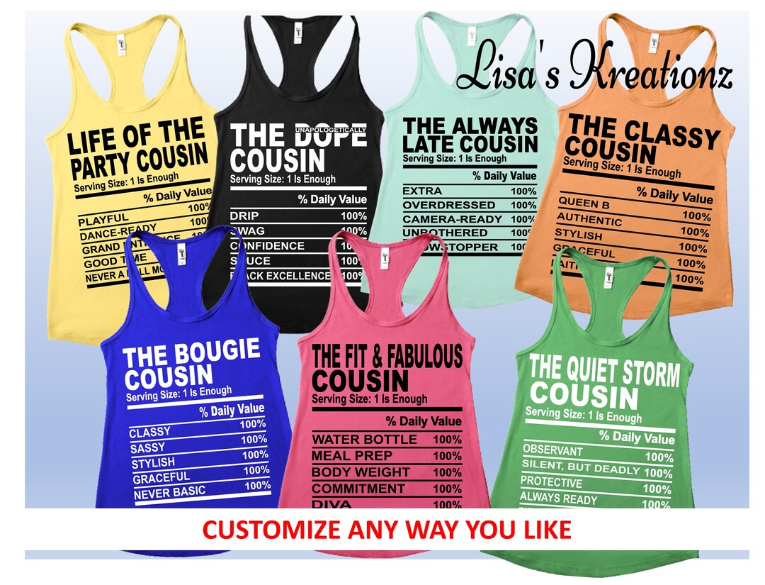 Cousins Nutrition Facts Tank Tops family Reunion Cousins Etsy