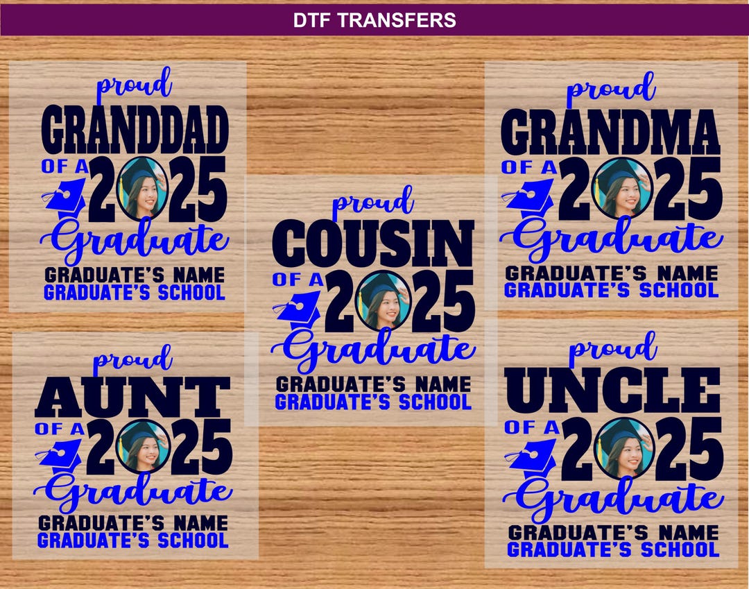 DTF Transfers Navy and Royal Blue Ready to Press Graduation Class of ...