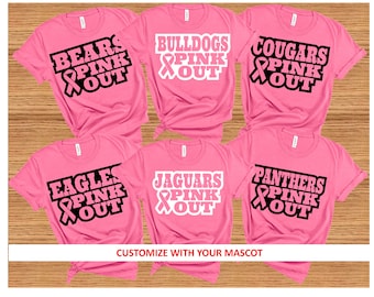 Breast Cancer Shirt For High School Pink Out Shirt Personalized Mascot Any School School Breast Cancer Month