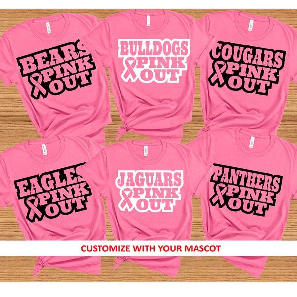 Breast Cancer Shirt For High School Pink Out Shirt Personalized Mascot Any School School Breast Cancer Month