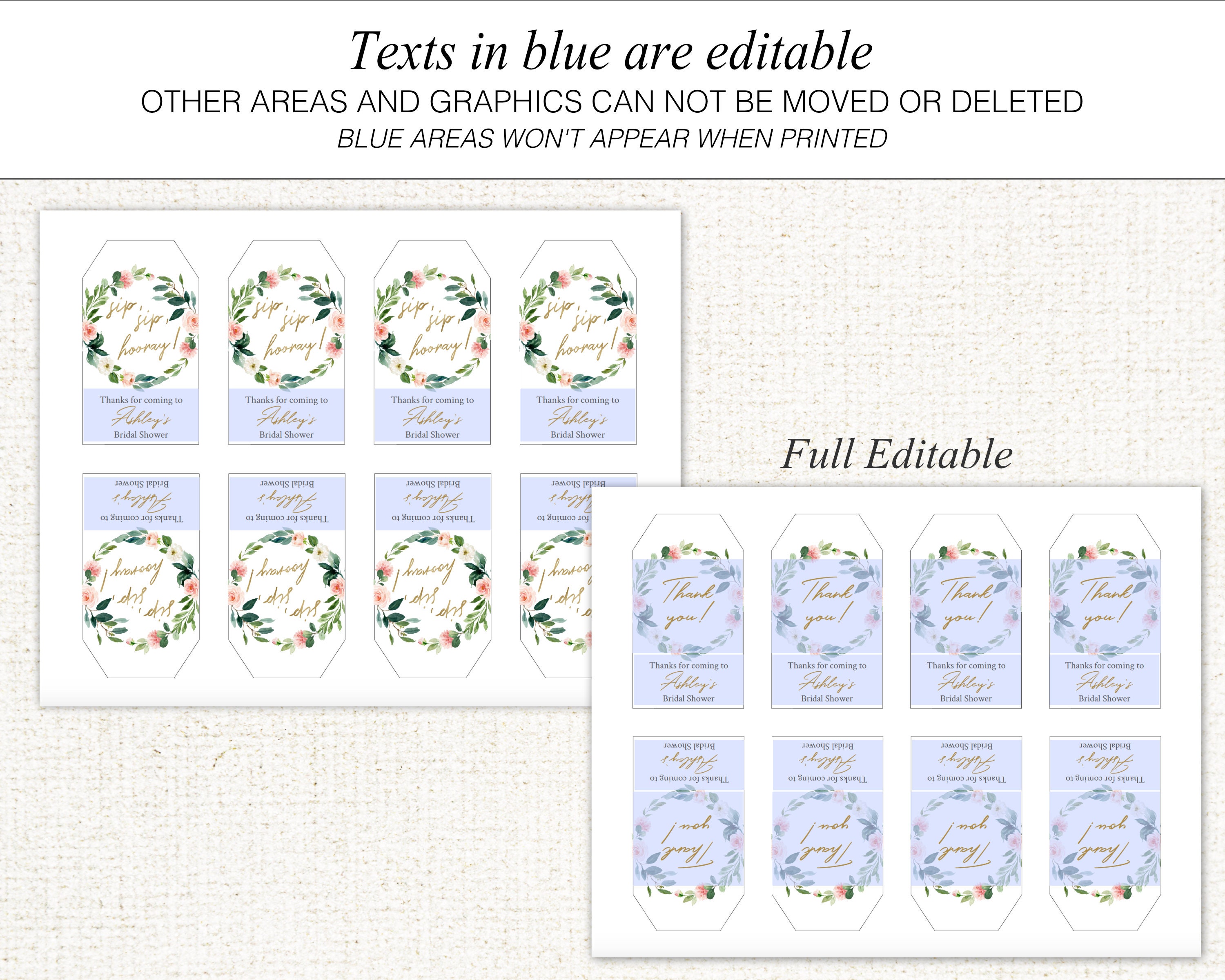 Favor Tags Bridal Shower Tags Printable Template Bridal - Etsy