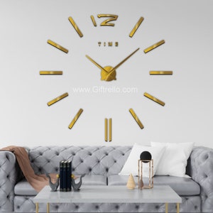 Large Modern DIY Wall Clock – 3D Mirror Clock for Home, Office, Wedding, Housewarming or any other Gift
