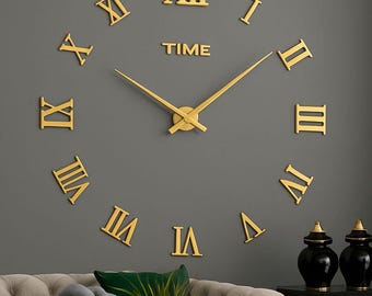 Extra Large DIY Mirror Wall Clock: Modern Frameless Quartz Movement
