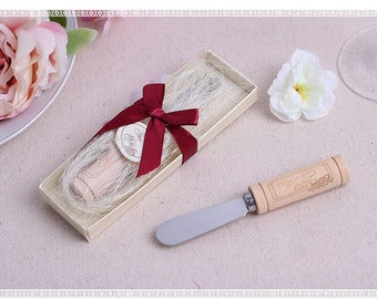 Set of 6 Butter Spreader with Wine Cork Handle wedding kitchen with gift box