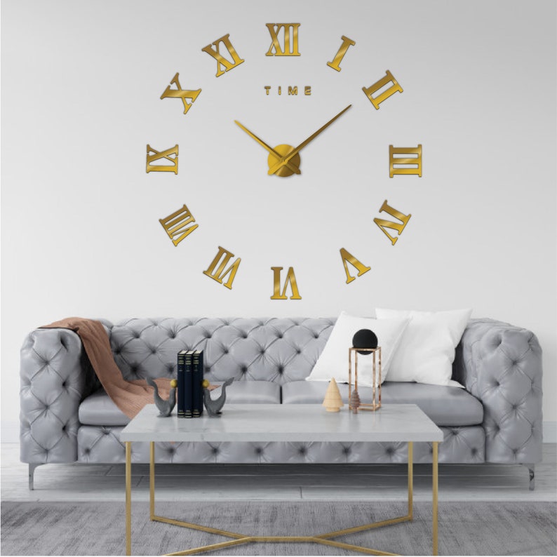 Christmas Gift Stylish DIY Wall Clock Mirror Frameless Elegant Decoration. Metal clock, Artistic Silent Clock, Silver & Black image 3