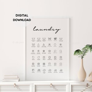 Laundry Room Print, Laundry Symbols, Laundry Sign Decor, Laundry Poster, Washroom Sign, Laundry Room Decor, Washing Guide, Instant Download