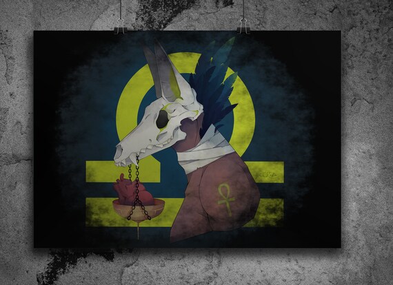Libra Anubis Poster Egyptian God A4 A3 Print Zodiac Sign Etsy