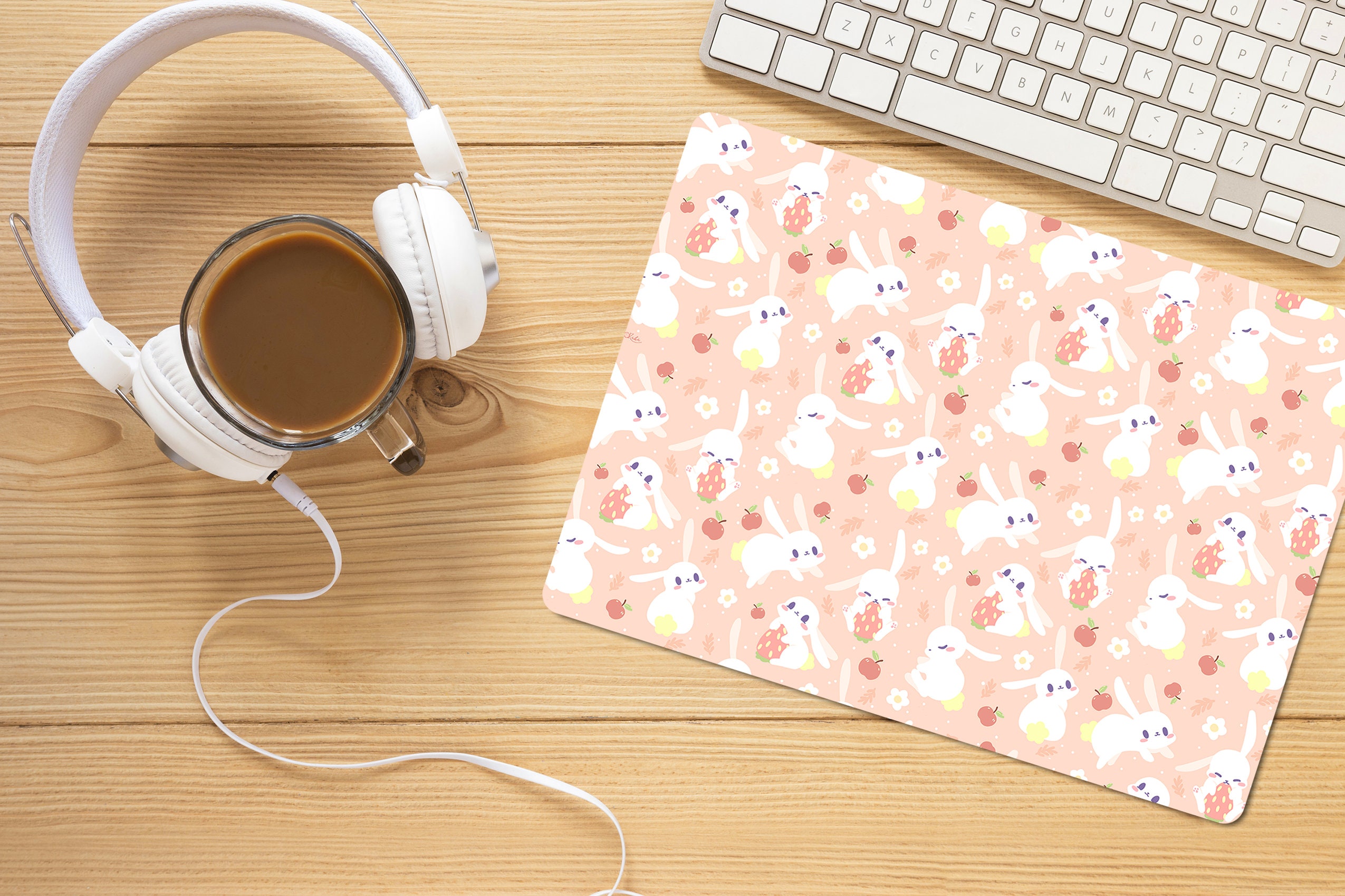 Cute bunny Mouse Pad Kawaii easter rabbit Desk Mat Cute Etsy