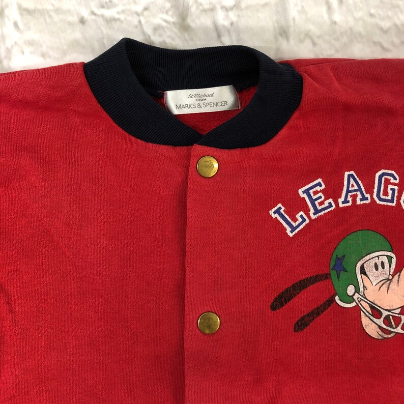 Vintage Unisex Kids Childrens Disney Varsity Sweatshirt Jacket Top 1990s Age 7-8 Marks /& Spencer UK