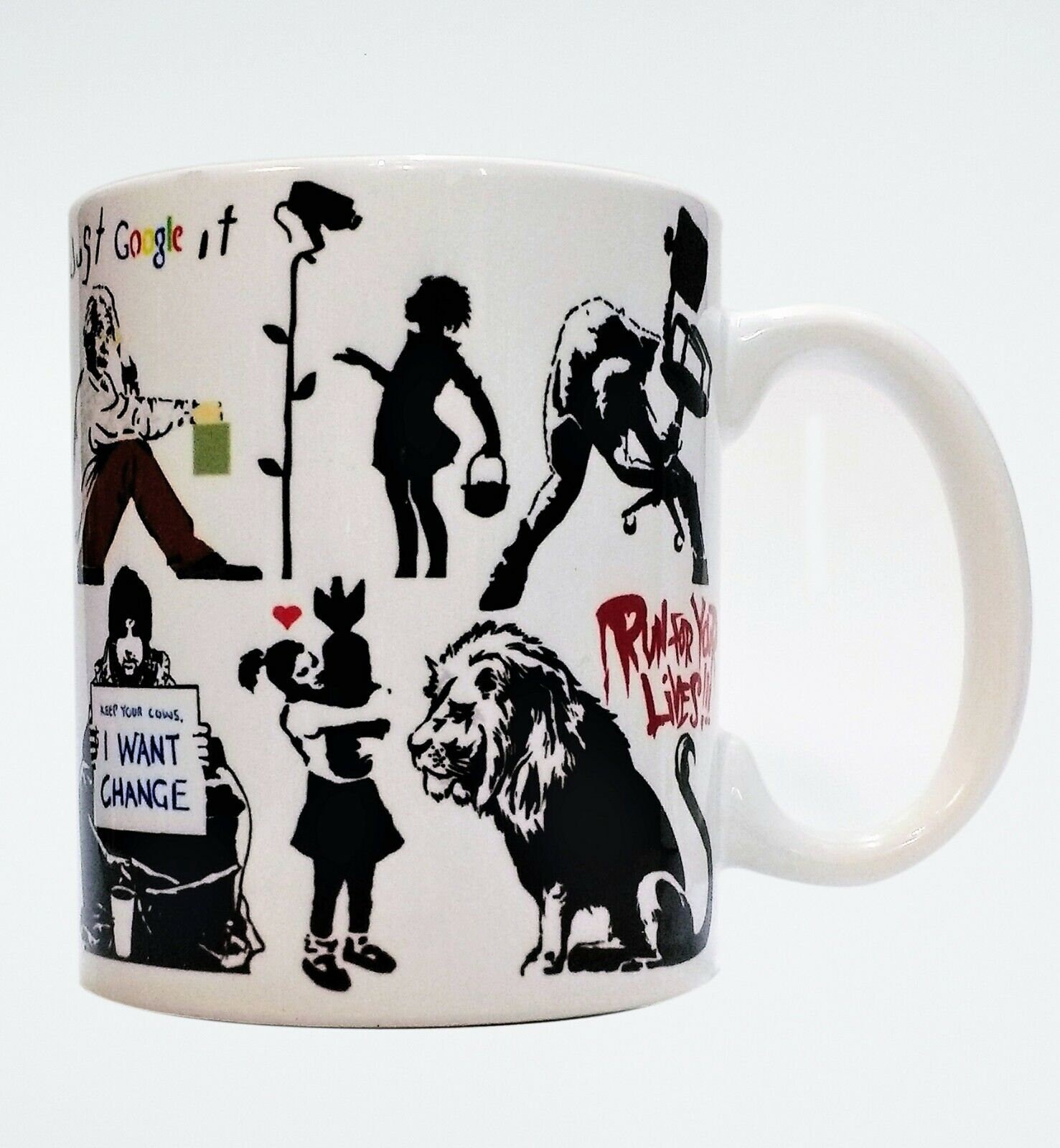 Banksy Street Art Compilation Mug, Unique Design, Novelty Tea, Coffee